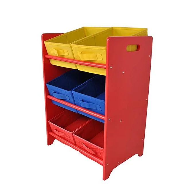 Toy Storage Unit Kids Chest of 6 Canvas Drawers Children Cabinet for ...