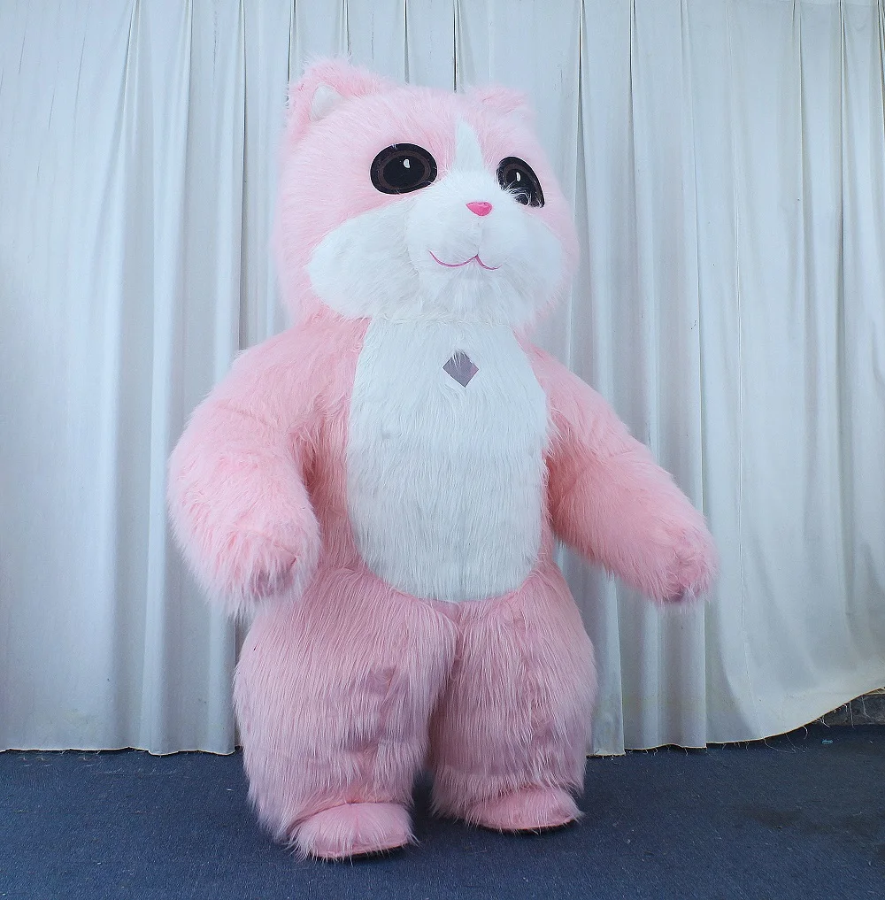 Custom Inflatable Giant Pink Cat Mascot Costume Adult Animal Cosplay Plush for Party Parade and Fancy Dress on Sale