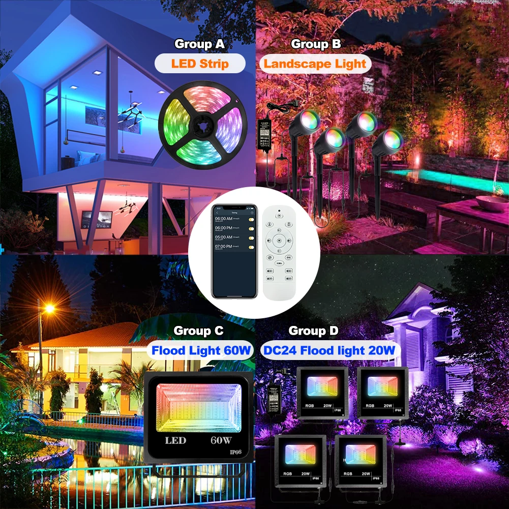 product smart wifi ble led flood light rgb led floodlights app remote waterproof timing outdoor garden wall tree led landscape lighting-41