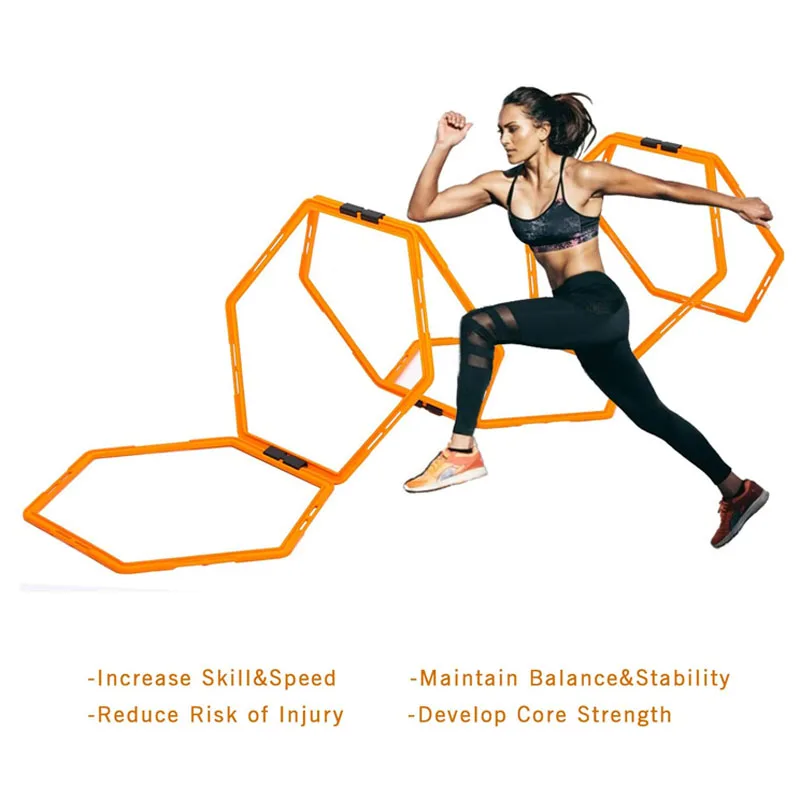 Speed Training Eco PP Nylon Hex Agility Rings for Soccer