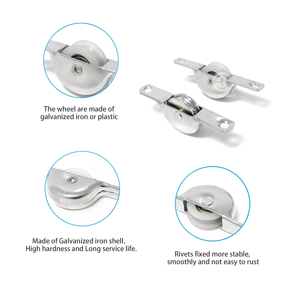 Yinpecly 4Pcs Nylon Sliding Door Pulley Wheels - 64x15.8 Mm, Stainless Steel Shell, Silver