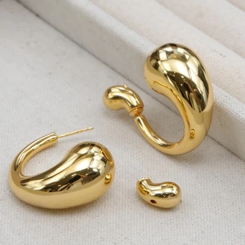 24K Gold Plated Brass Luxury Gold Surface Round Opening Drop Earrings
