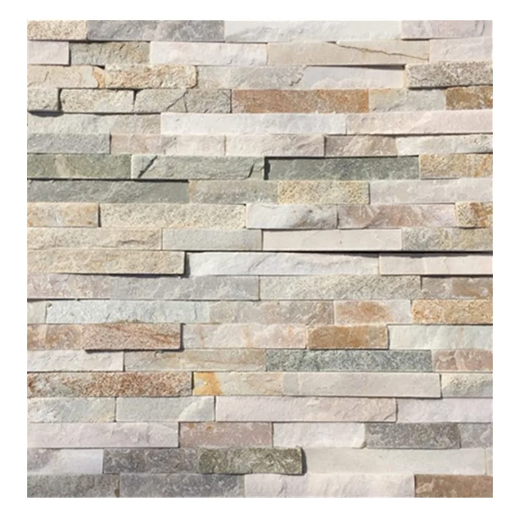 Exterior Wall Tiles Stacked Panel Natural Mixed Yellow Slate Stone ...