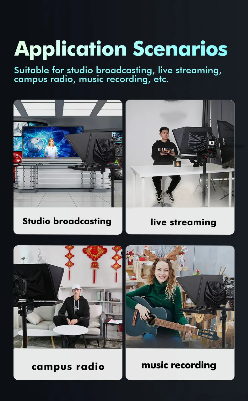 Desview T22 T17 T15 professional broadcast teleprompter with ultra-clear 22-inc