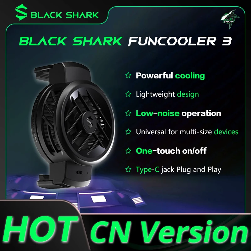 Black Shark FUNCOOLER 3 Fast Cooling Fan Cooler to Black Shark 5 Pro for Android / iOS Suitable width 69-85mm