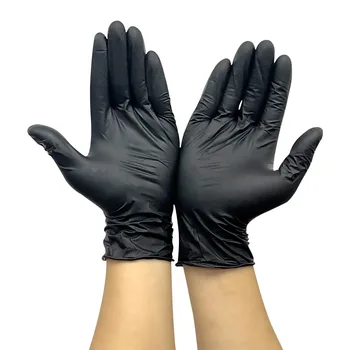 Custom 23Cm Black Nitrile Coated Gloves Powder Free