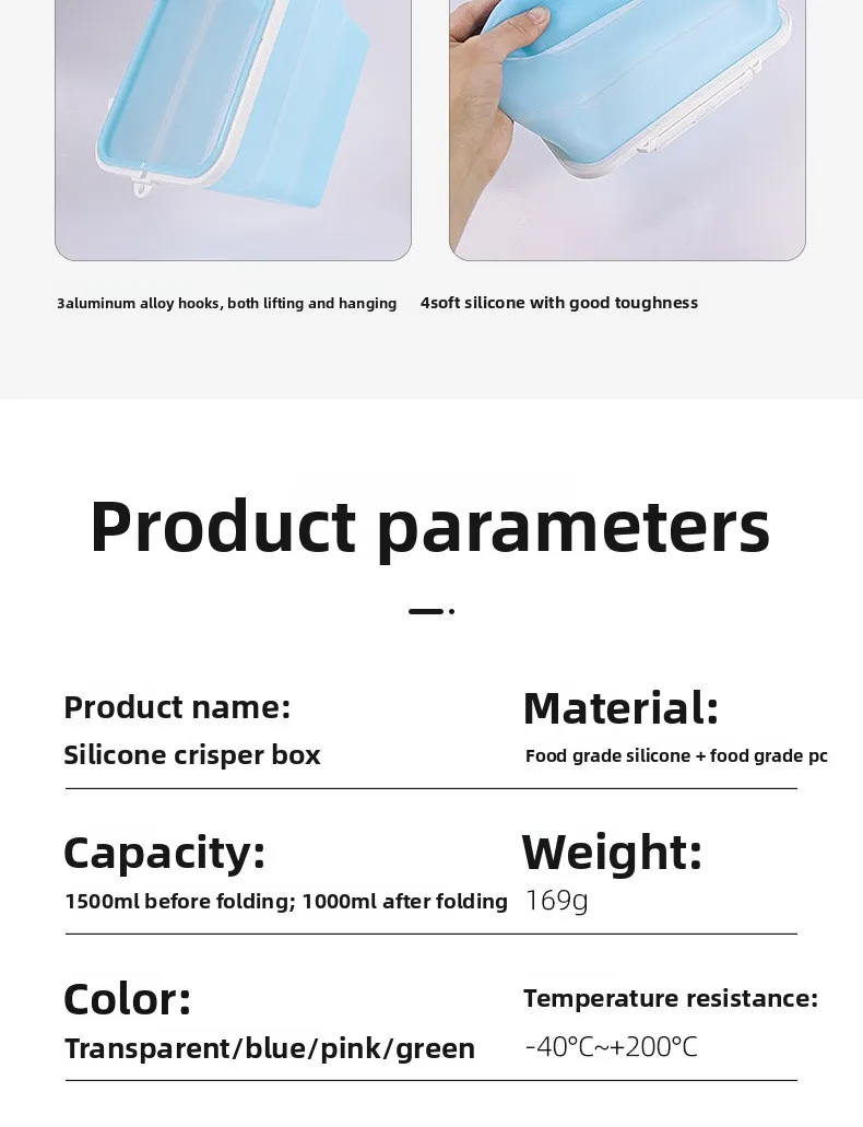 Silicone Fresh-Keeper Storage Box Microwave Heatable & Refrigerator Friendly Anti-Odor Kitchen Food Preservation Container details