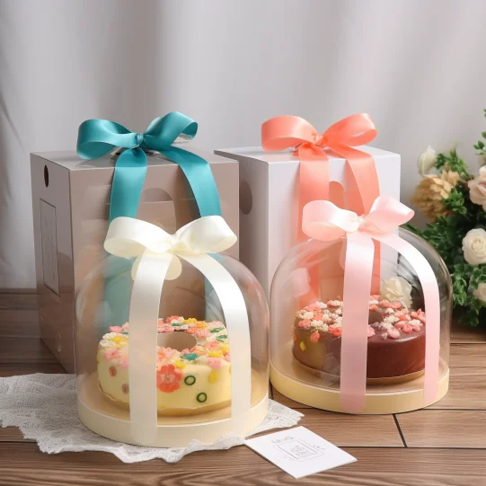 Custom Printed Paper Dessert Cake Boxes Round Cake Cardboard Box With