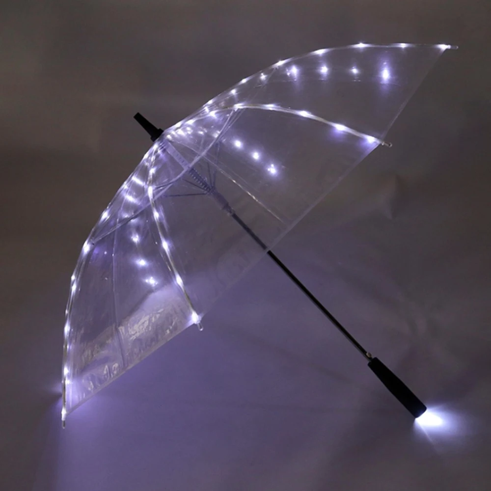 New Invention Custom LED Flying Straight Umbrellas,with Seven Color Advertisement and Transparent Design/