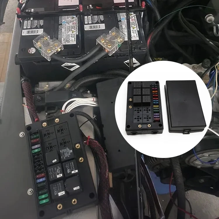 Waterproof Automotive Fuse Holder with 10 Relays and 15 Way Blade Fuses for 40A Current Protection