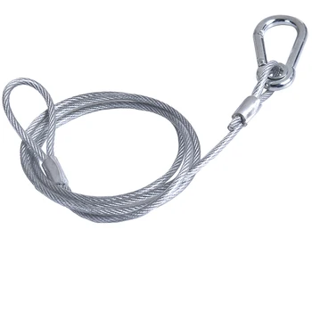 silver 3mm Steel safety Cable with snap hook buckle with eyelet
