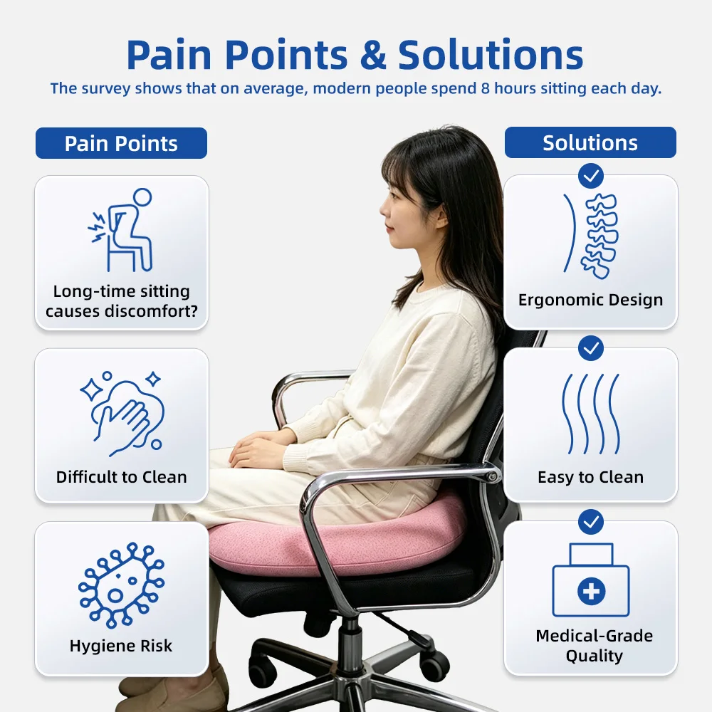 Wholesale Non-Slip Oblong Coccyx Seat Cushion Memory Foam Car/Office C - product detail 3