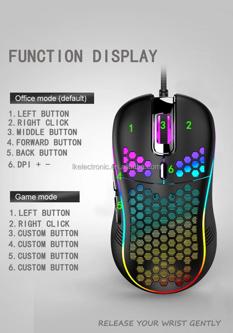 Top Selling mouse Computer Accessories Lightweight Honeycomb Gamer Programable USB Wired Gaming Mouse