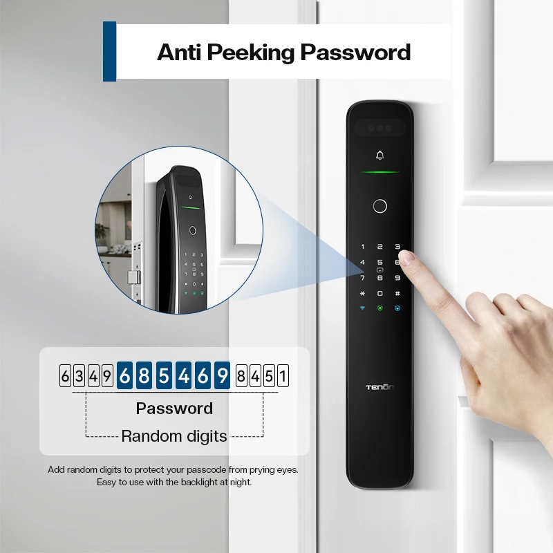 Tenon A9X Push Pull Automatic Open Smart Lock Finger Print Key Card Password Wifi Face Scan Digital Door Lock