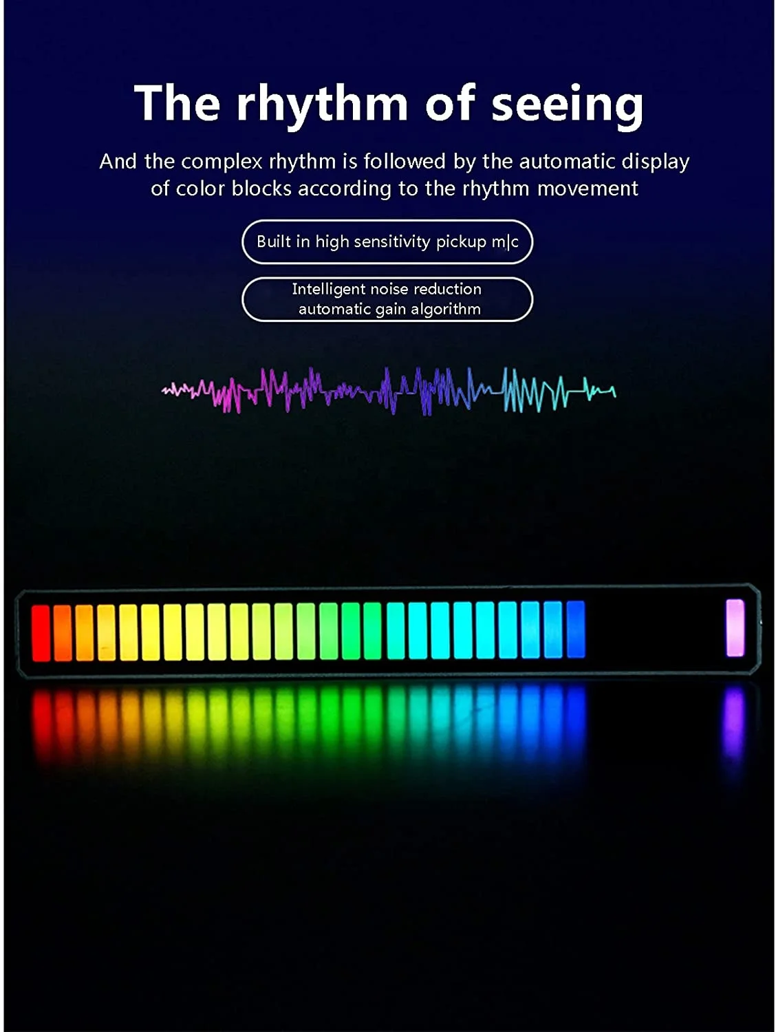Creative Colorful Smart RGB Symphony Voice Activated Pickup Sound Control Music Level Car Rhythm Recognition RGB Audio LED Light