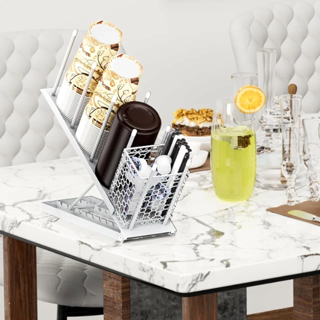 Support De Tasse Et Couvercle, Organiseur De Tasse à Café Réglable, Distributeur De Tasses Jetable à 4 Compartiments Avec Plateau Inférieur, Tuyaux, Vis, Outil D'installation Pour Station De Café