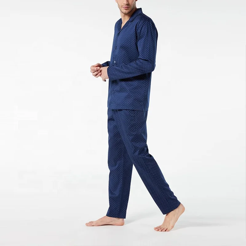Классическая рубашка на пуговицах с длинным рукавом и длинные брюки, комплект из двух предметов с темно-синим принтом