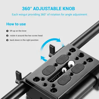 SmallRig Camera Tripod Mounting Baseplate W/15mm Rod Clamp Rail Block for Tripod/Shoulder Support System - 1798 detail image