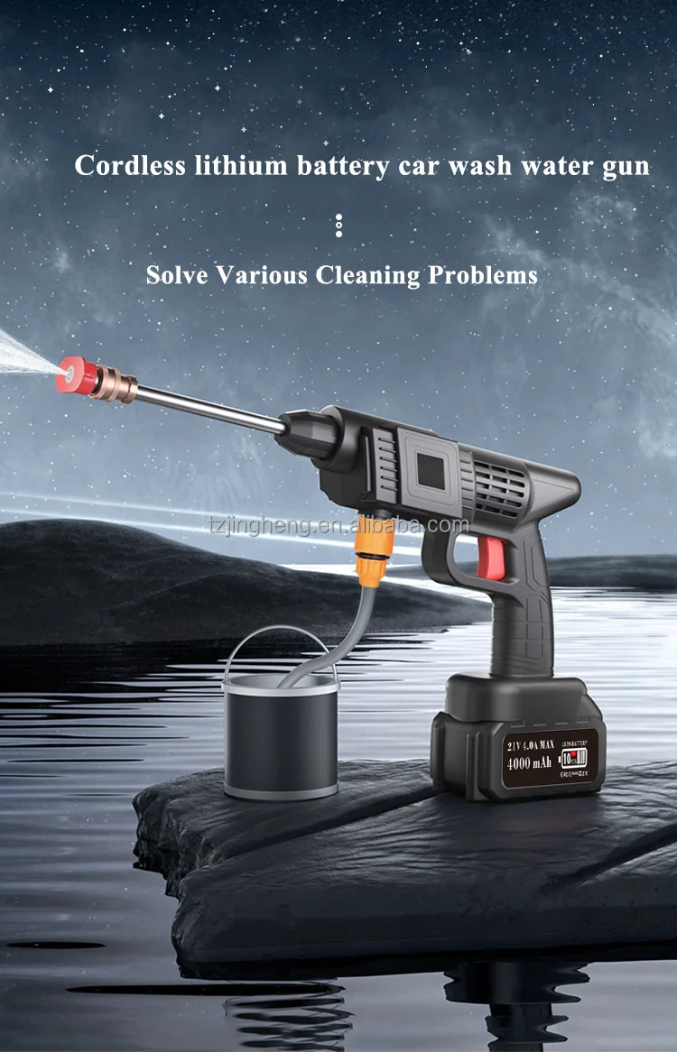 Cordless Washer Electric Car Washer High Pressure Cleaner 21v Car Wash Water Gun Spray Gun Hose High Pressure Cleaning Guns