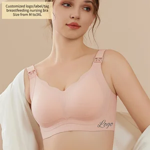 Lingerie Manufacturer Nursing Bra Everyday Large Cup Maternity  Summer Thin Fixed Cup Wireless Push-Up Breastfeeding Bra Size 46