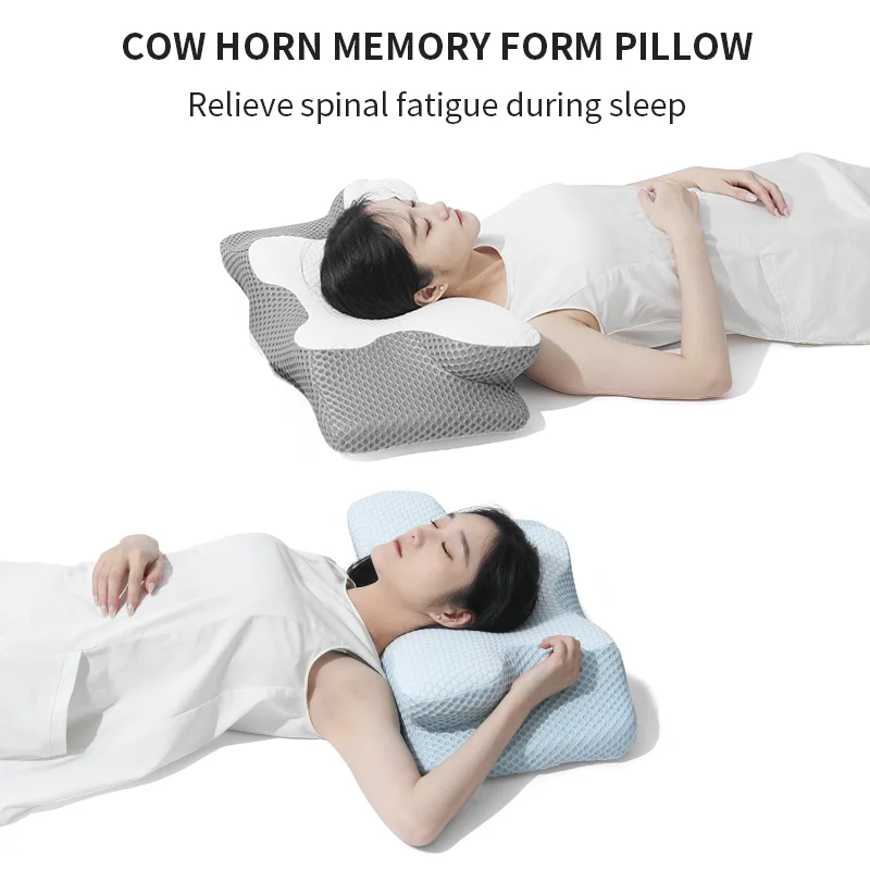 Custom Shaped Cervical Orthopedic Smart Gray  Memory Foam Sleeping Neck Bed Memory Foam Pillow