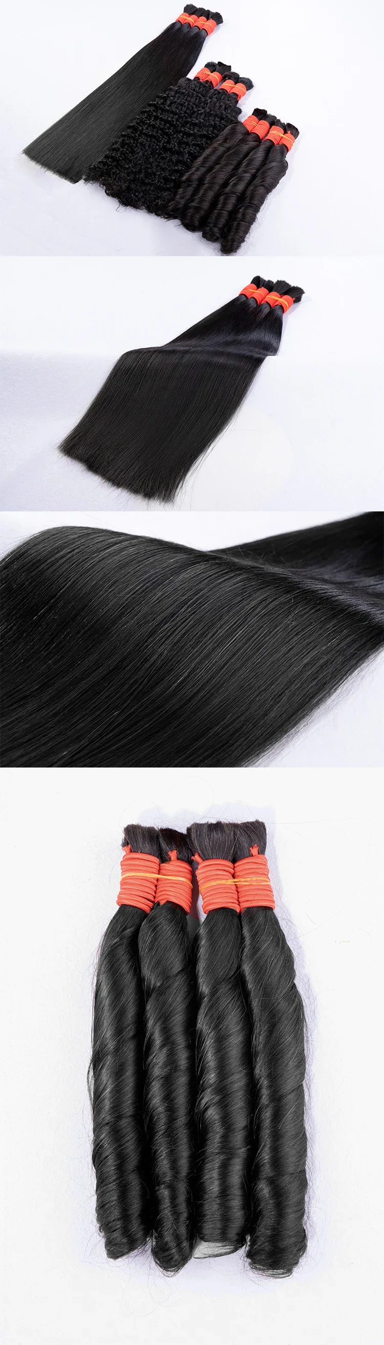 100% Real Virgin Human Hair Bulk Extension Deep Wave Bulk Weaving for Braiding Unprocessed No Weft Straight Loose Body Wave Bulk_voghion.com