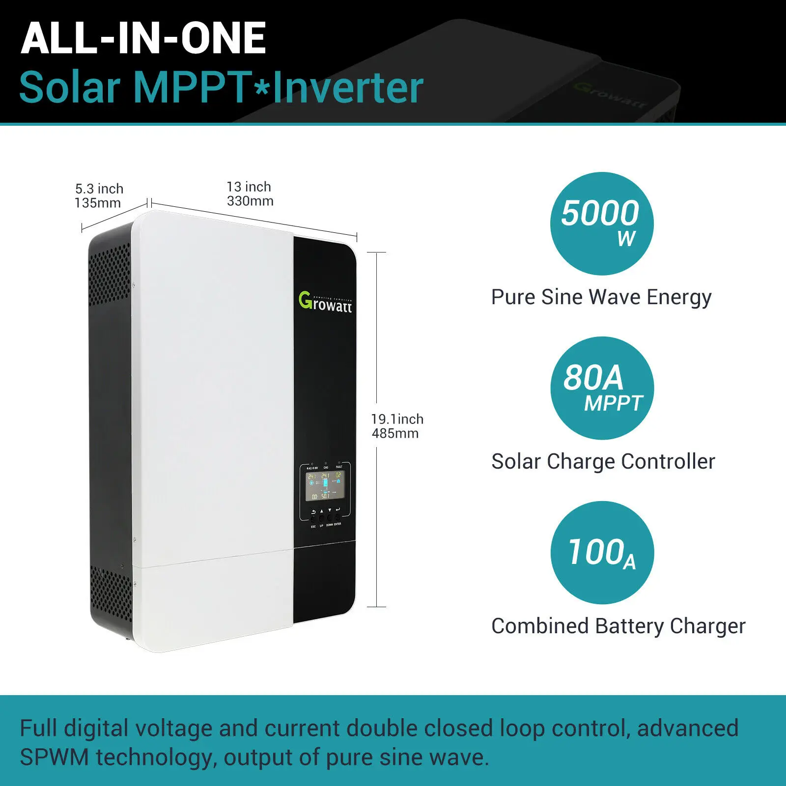 Growatt Inverter Spf 5000es 5000w 3500w 48vdc 5000va 5kw Wifi ...