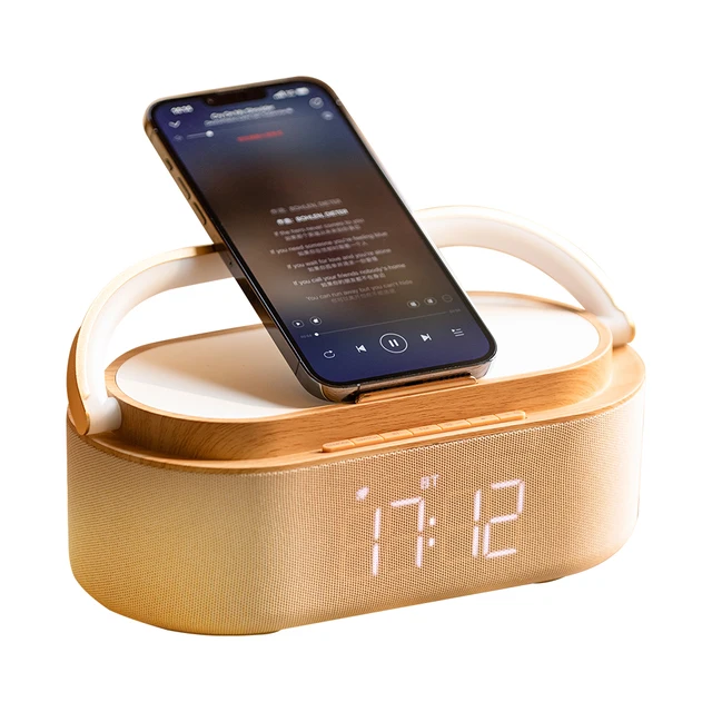 2023 wireless charger 3 in 1 Qi  wireless charger  with alarm clock and speaker