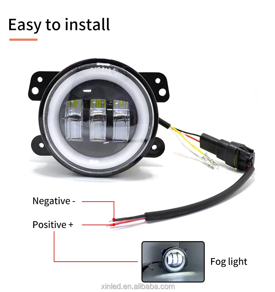 Hearxinled Inch Led Fog Lights Halo Ring Drl K White W Rangler Jk