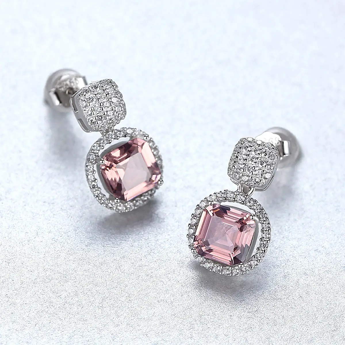 Popular Luxury Jewelry Dubai 925 Silver Fine Jewelry Red Asscher Cut