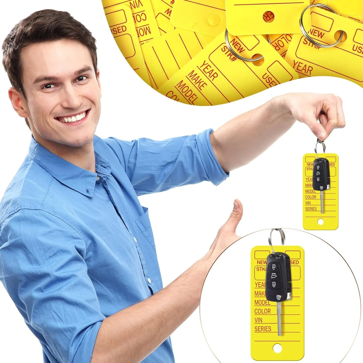Key Tags with Labels Car Dealership Key Tags with Rings Blank Shop ...