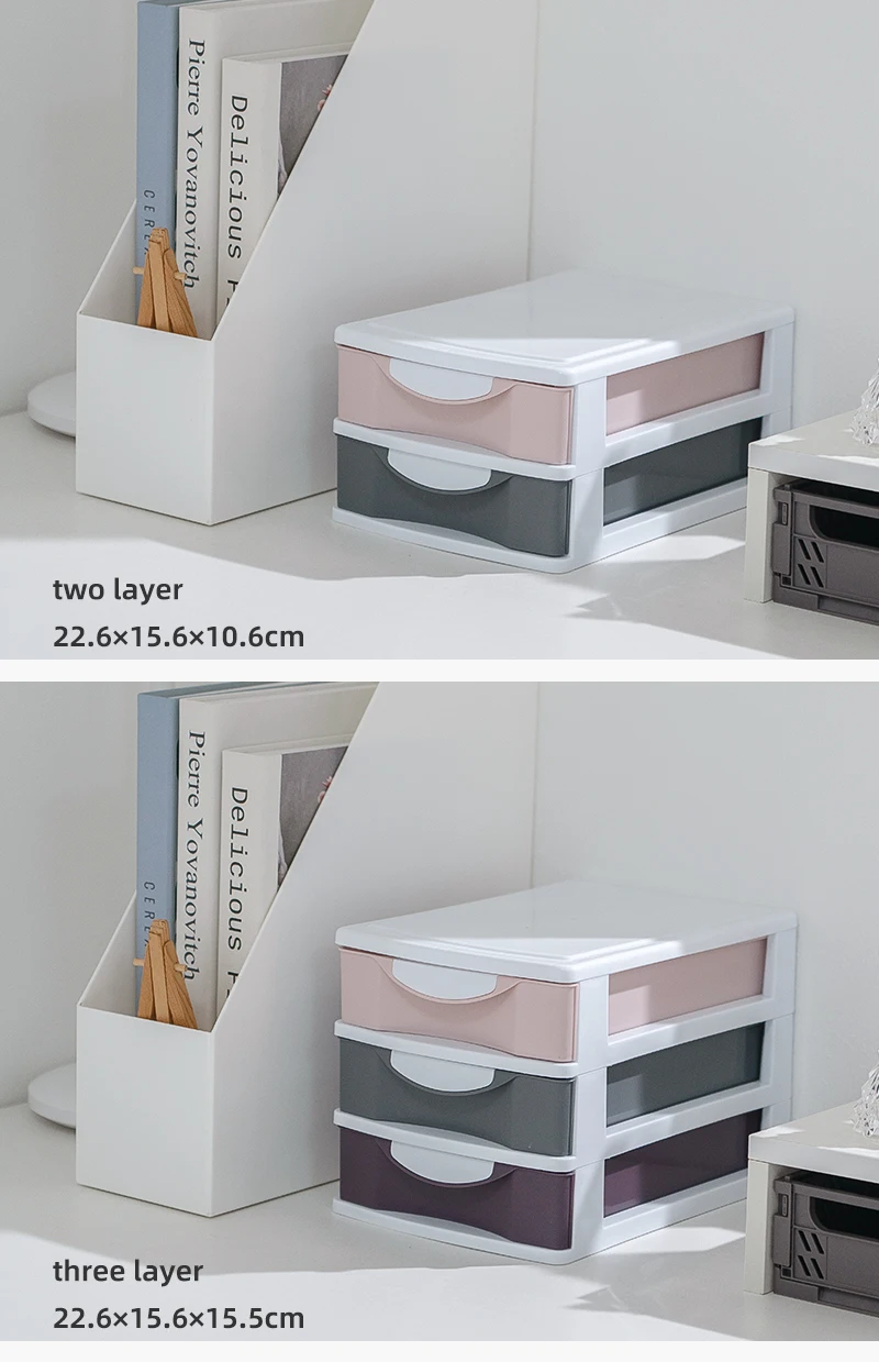 2/3/4/5 layers Home Office Desktop Plastic Drawer Organizer Office Organizer Box supplier