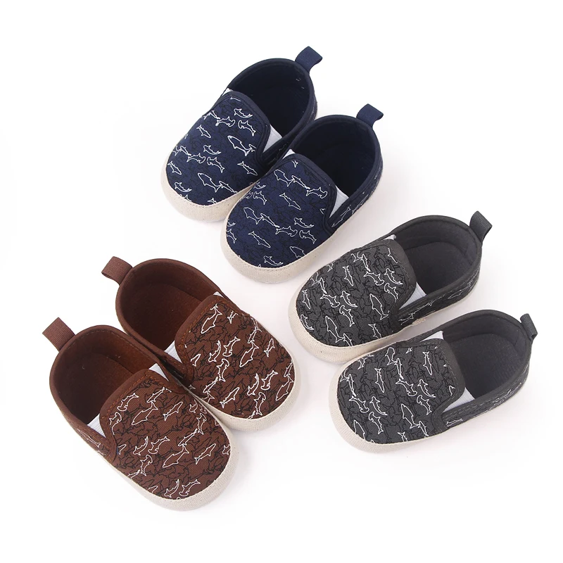 Solid Color Fish Print Spring and Autumn Baby Canvas Covered Feet Baby Walking Shoes