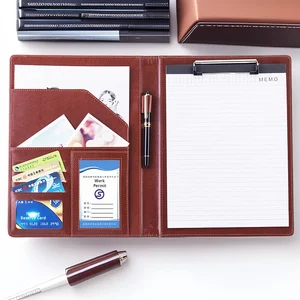 A4 Multifunctional Leather Open Closure Custom Business Negotiation Exhibition Meeting Pad Contract Document Manager Folder