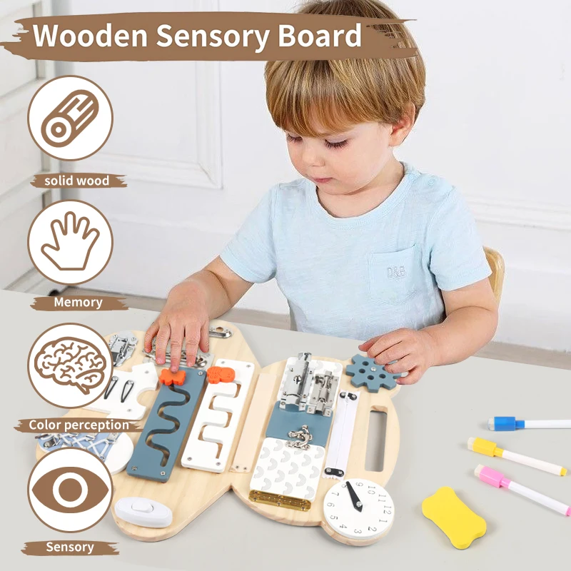 Educational Wooden Toys Sensory Activity Boards for Kids