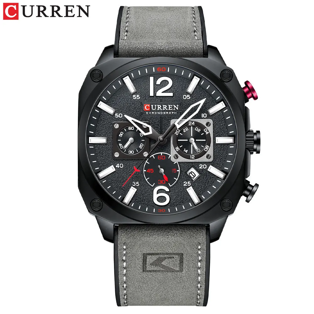 Curren *出品 Men's Quartz Watch Curren 8398 Calendar Strap Chronograph