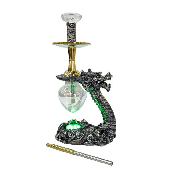 Modern Dragon LED Lighting Hookah Set Full Accessories Mirror Lacquer Technics Resin Party Bar Shisha Parties New Release