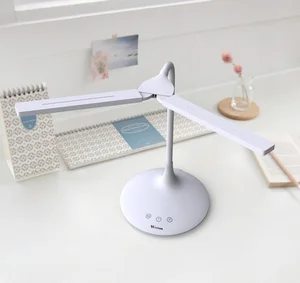 Dual Shades LED Table Lamp, 3 Color Light Desktop Lamp, Gooseneck Flexible Reading Lamp for Study, Factory Price Whole Sale Lamp