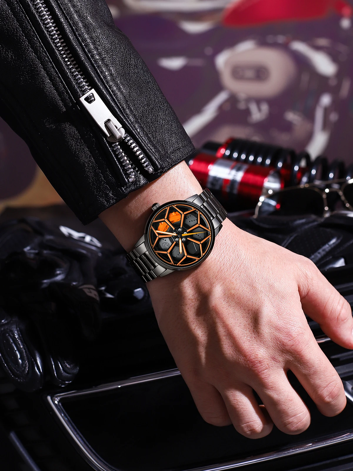 Original 3D Official Gyro Rim Watch High Quality Wholesale Wheel Watches Quartz Waterproof Wrist Car Wheel Watch Lambo URUS