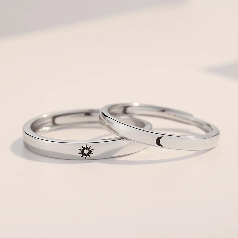 VANA Moon Sun Pcs Sterling Silver Couple Rings Gift Set