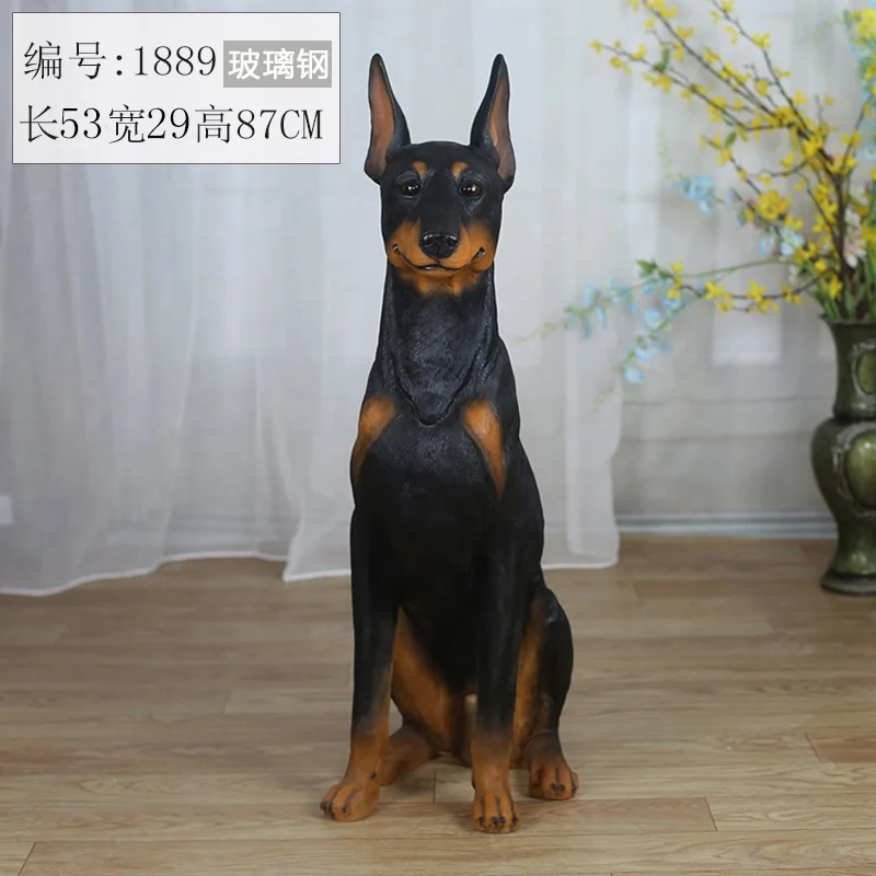 Lifesize Garden Resin Doberman Statue Dog Statue Put Out Tongue Animal