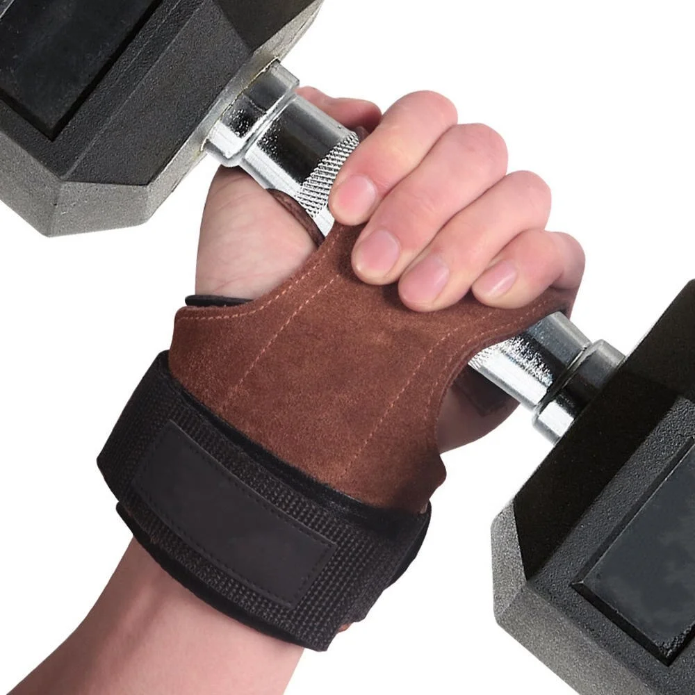 TTShonf Pull Up Guard Gloves Gyms Cowhide Hand Grip Weight Lifting