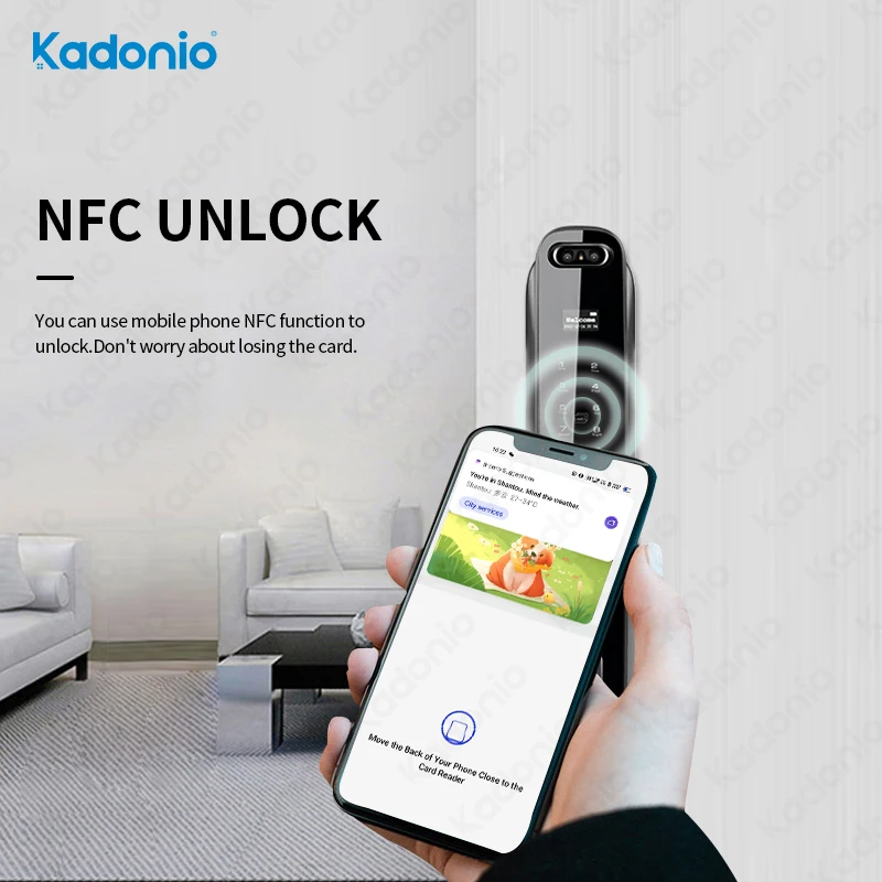 Kadonio Electric Biometric Fingerprint Face Recognition Smart Door Camera Lock for Gate Wooden Doors