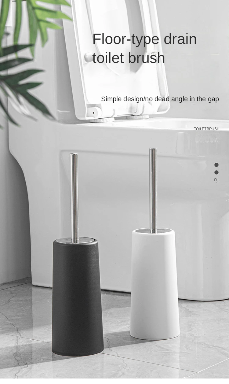 Toilet Brush And Holder Set, Heavy Duty 304 Stainless Steel Base Square And Long Handle For Bathroom Deep Cleaning, Drip-Proof, Space Saving For Storage 2 Toilet Bowl Brush Head Black