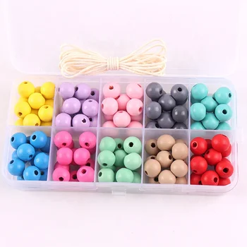 new jewelry 2014 bracelets making color wood beads 10mm beads children's toy DIY wood colored round bead set accessories