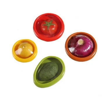 4 pack fridge Garlic Onions Lemons Potato Avocado keeper Saver Tomato Holder Reusable silicone fruit food Storage Containers Set