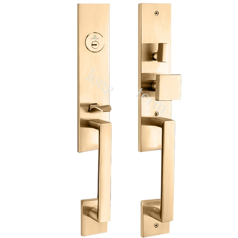 Stainless Steel 304 PVD Gold American Style Door Handle Lock Set Luxury Door Lever Lock Main Entrance Door Handles With Locks