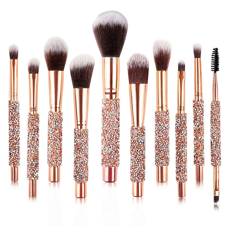 custom personalized handmade 10 pieces Diamond Handle makeup brush