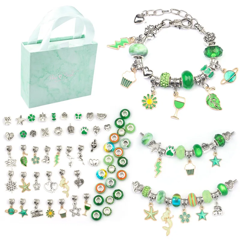 Amazon Hot Sale DIY Jewelry Beads Kit Children Kids Gift Crystal Charm Pendant For Bracelet Making