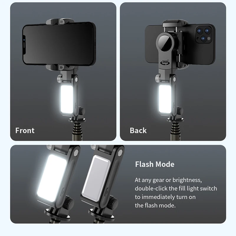 Gimbal Stabilizer Lamp Face Tracking With App Rotation Wireless  Selfie Stick Tripod Desktop Support With Beauty Fill Light Q18